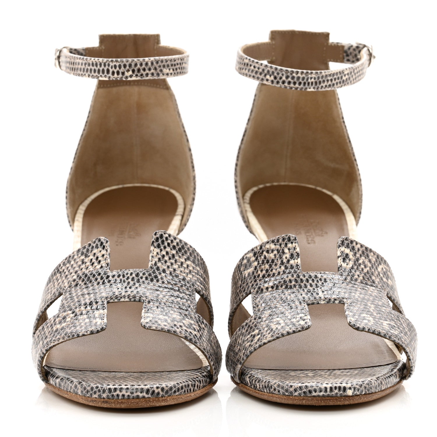 Hermes Lizard Legend Wedge Sandals 38 Ombre 2 of 9