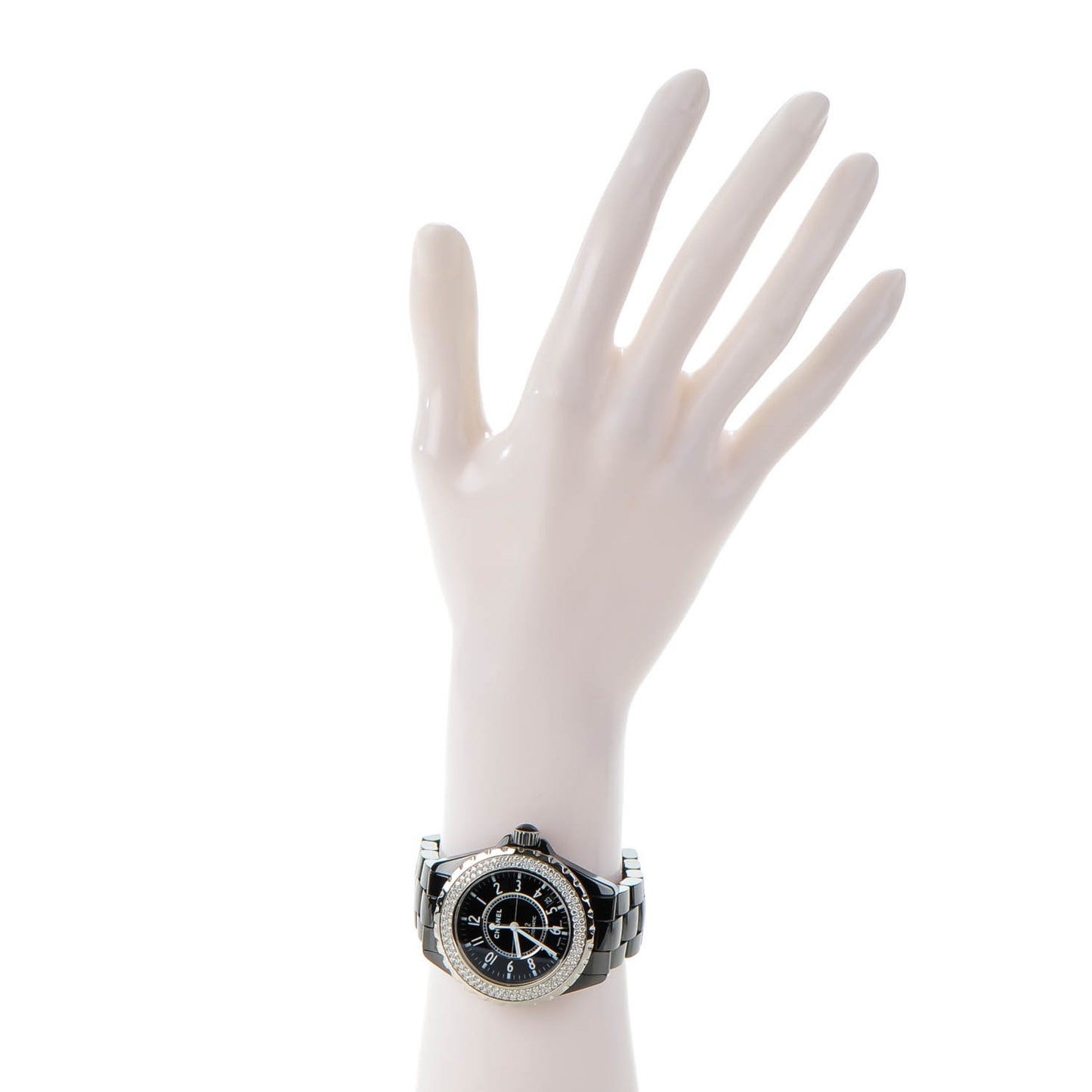 Stainless Steel Ceramic Diamond Pave Bezel 33mm J12 Quartz Watch Black