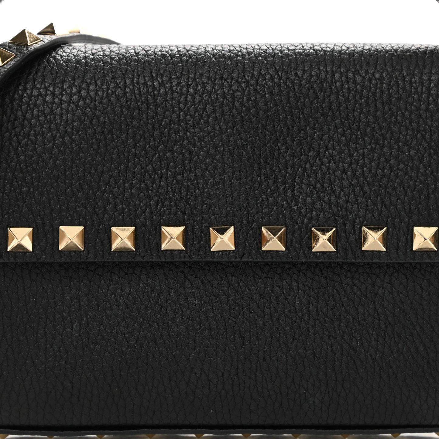 Grainy Calfskin Rockstud Crossbody Pouch Black
