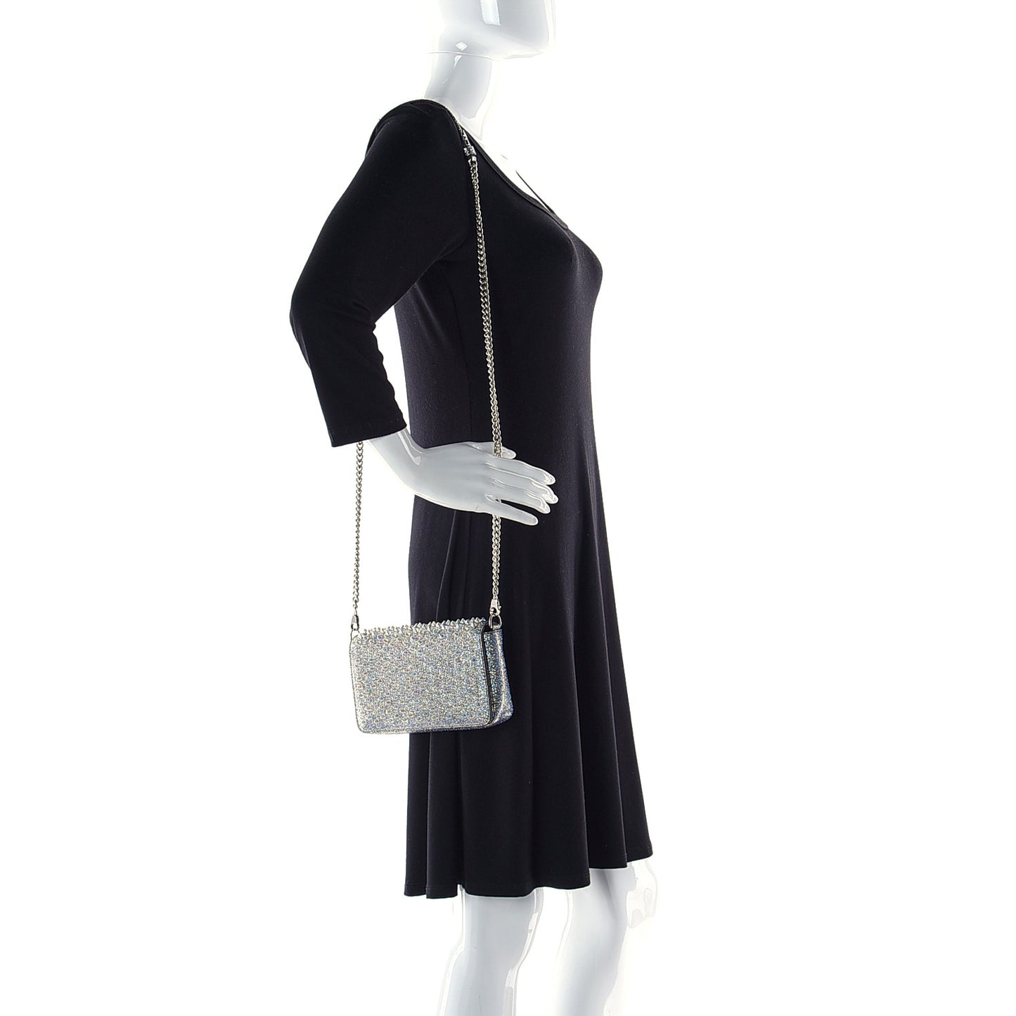Nappa Mica PVC Glitter Spiked Zoompouch Crossbody Silver