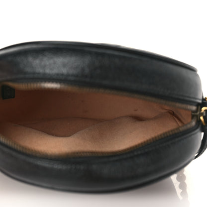 Gucci Azalea Calfskin Matelasse Heart Mini GG Marmont Round Shoulder Bag Black 5 of 9