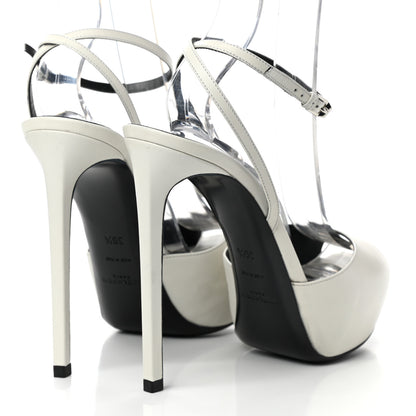 Saint Laurent Calfskin Open Toe Platform Sandals 39.5 Porcellana 4 of 8