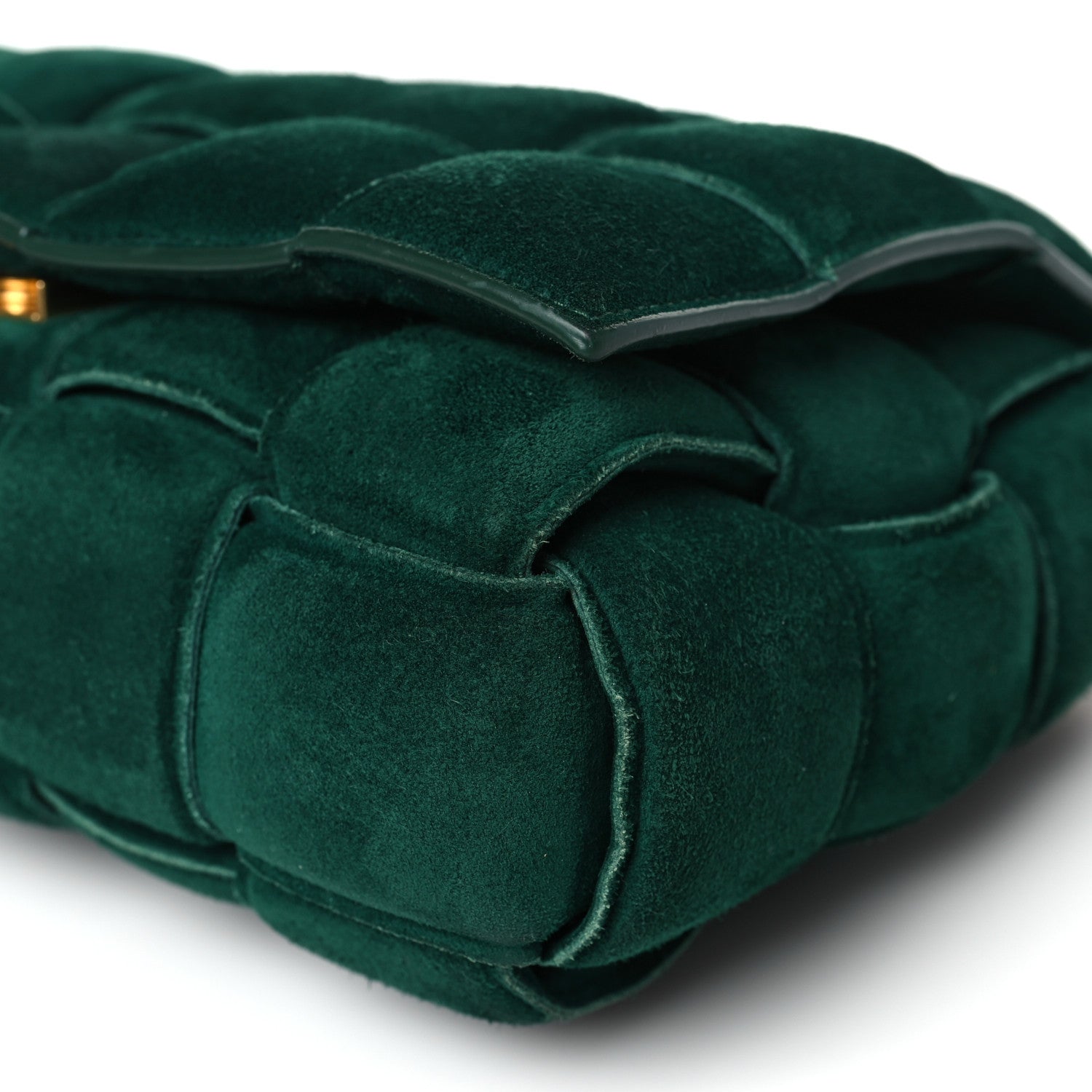Bottega Veneta Suede Maxi Intrecciato Padded Chain Cassette Crossbody Bag Emerald Green 9 of 10