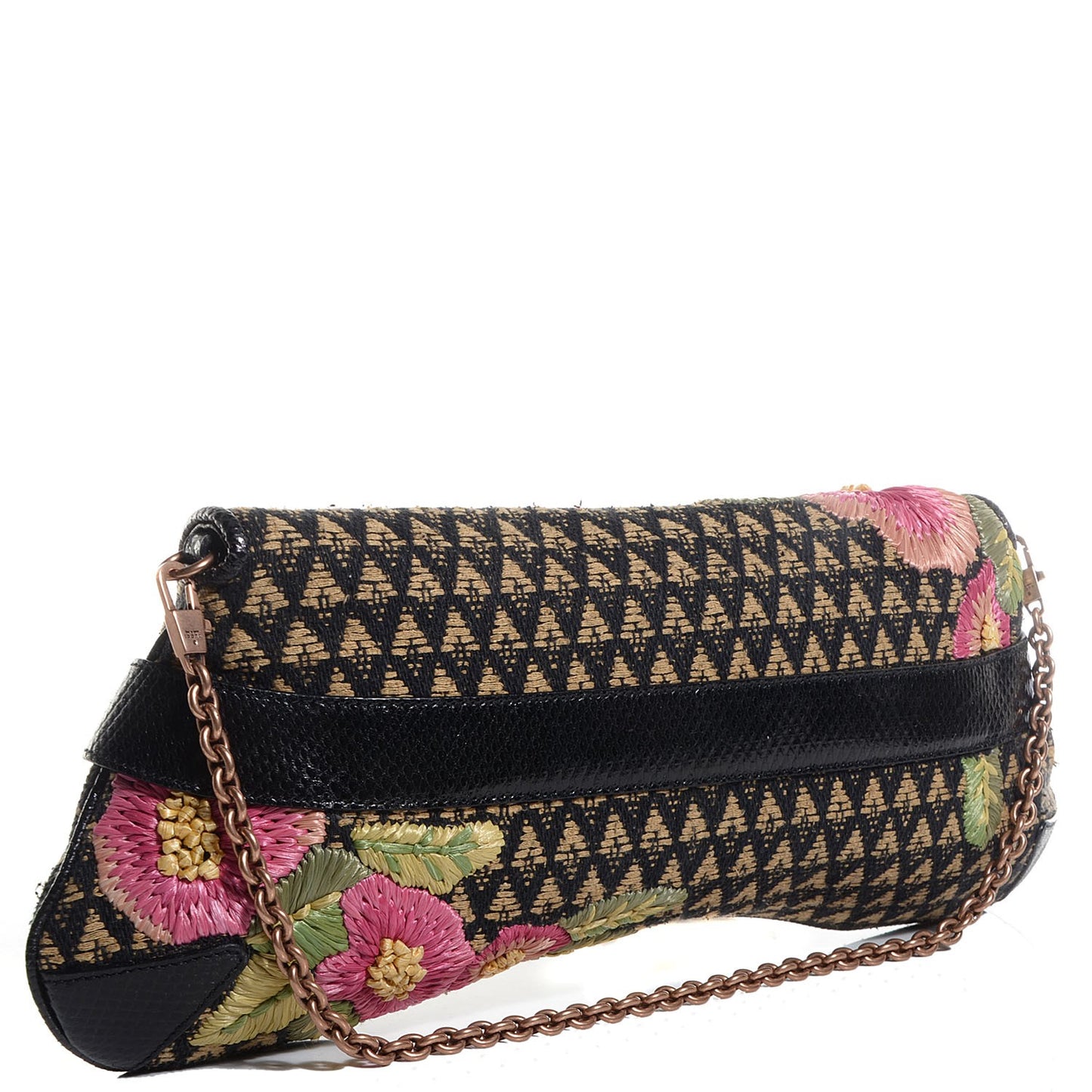 Floral Lizard Embroidered Horsebit Clutch