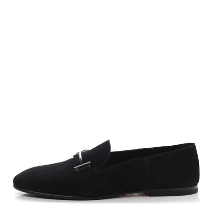 Hermes Suede Mens Saga Loafers 43 Black 1 of 9