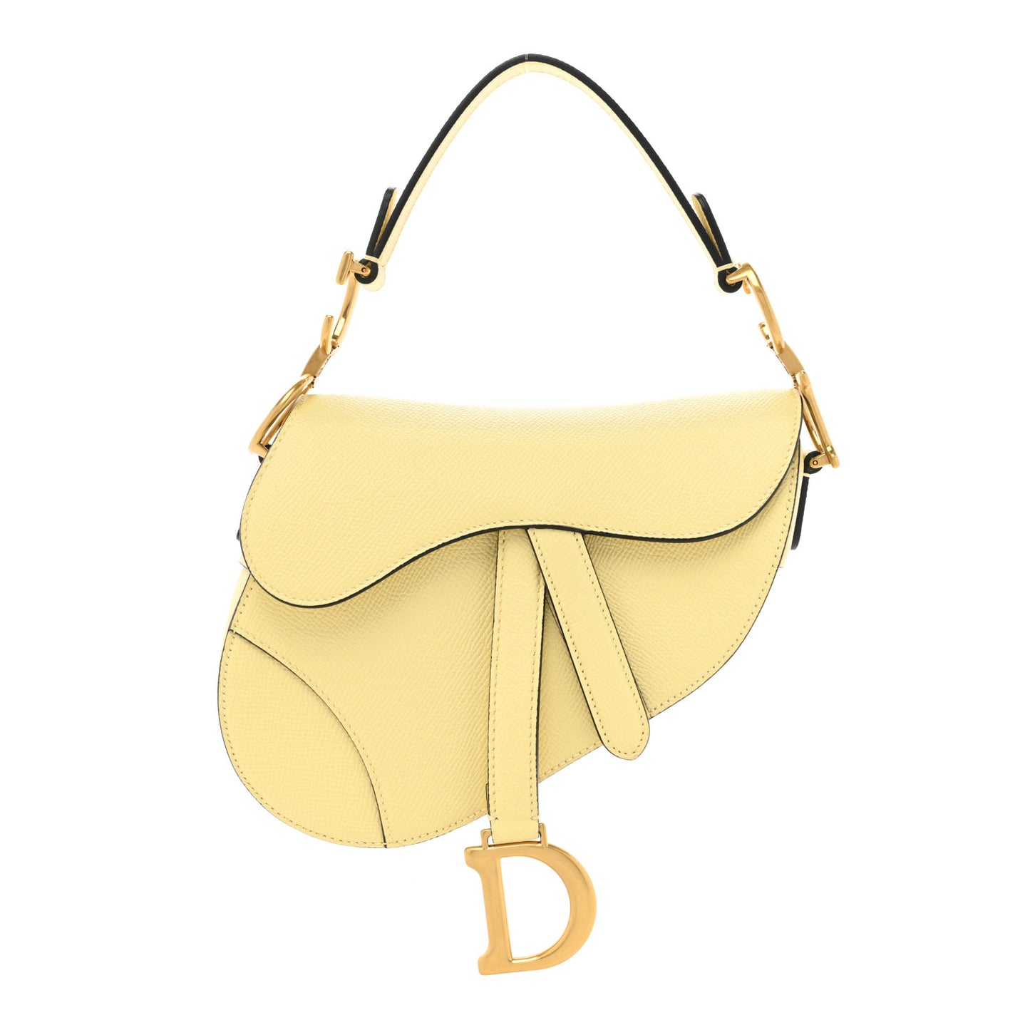 Grained Calfskin Mini Saddle Bag Yellow