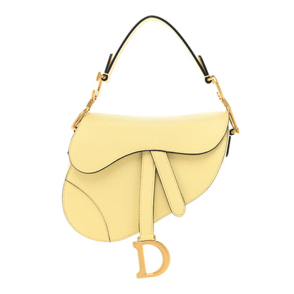 Christian Dior Grained Calfskin Mini Saddle Bag Yellow 1 of 9