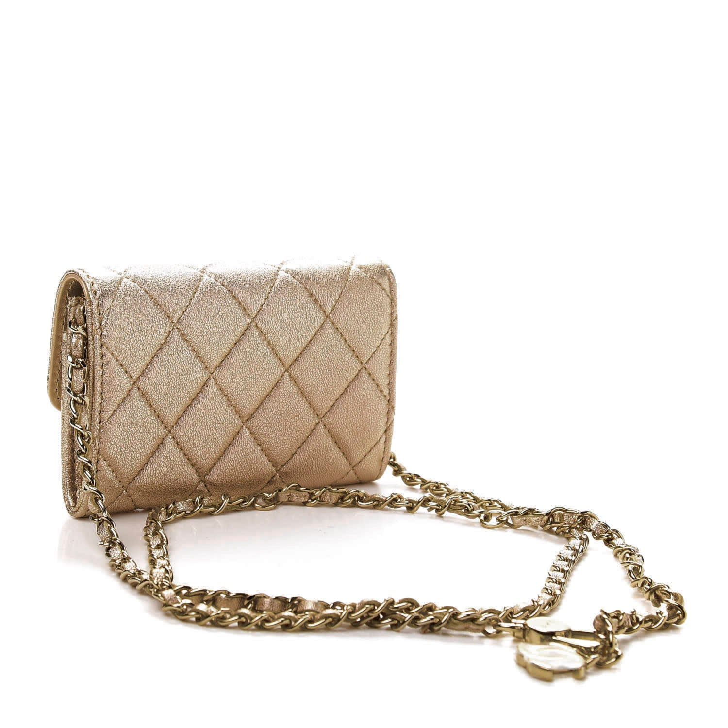 Chanel Metallic Lambskin Quilted Flap Chain Waist Bag Gold 3 of 12