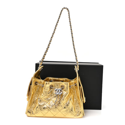 Chanel Metallic Aged Calfskin Mini Chanel 25 Handbag Gold 13 of 13