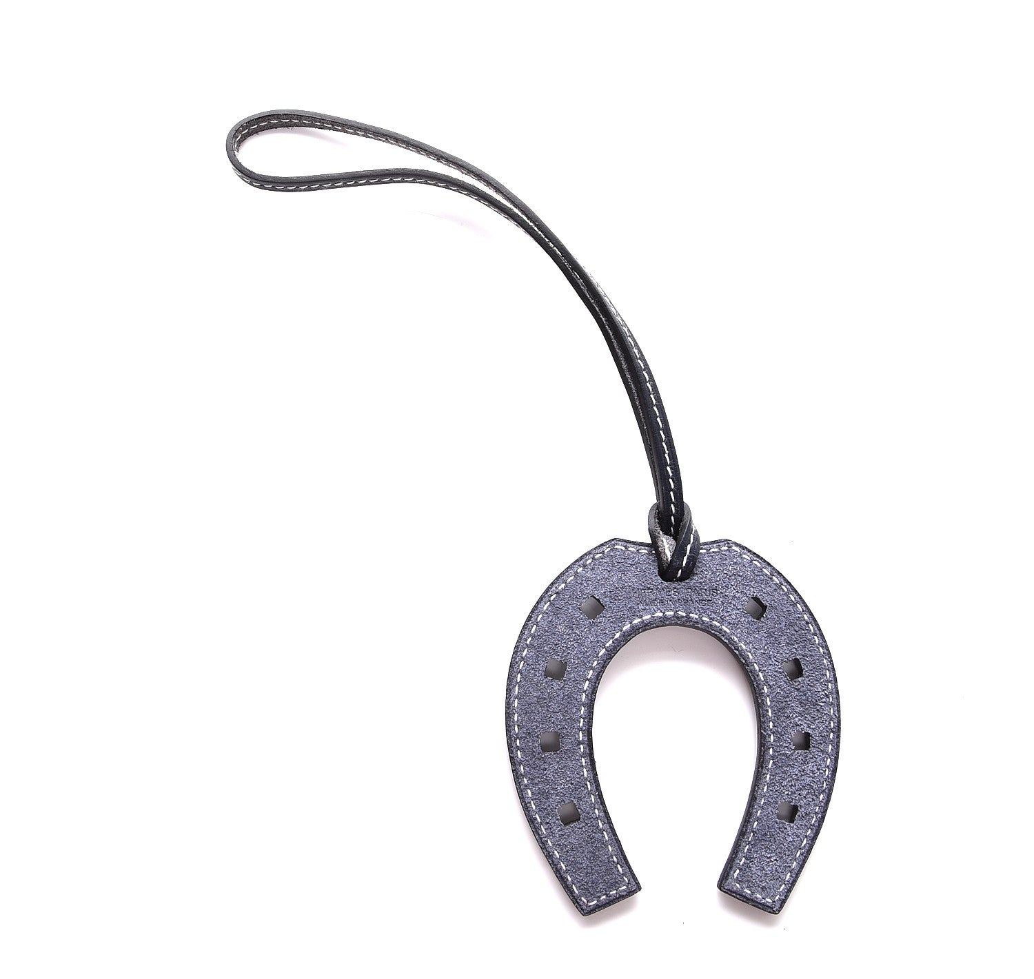 Hermes Vache Hunter Paddock Horseshoe Bag Charm Bleu Indigo 3 of 5