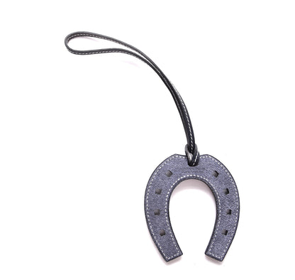 Hermes Vache Hunter Paddock Horseshoe Bag Charm Bleu Indigo 3 of 5