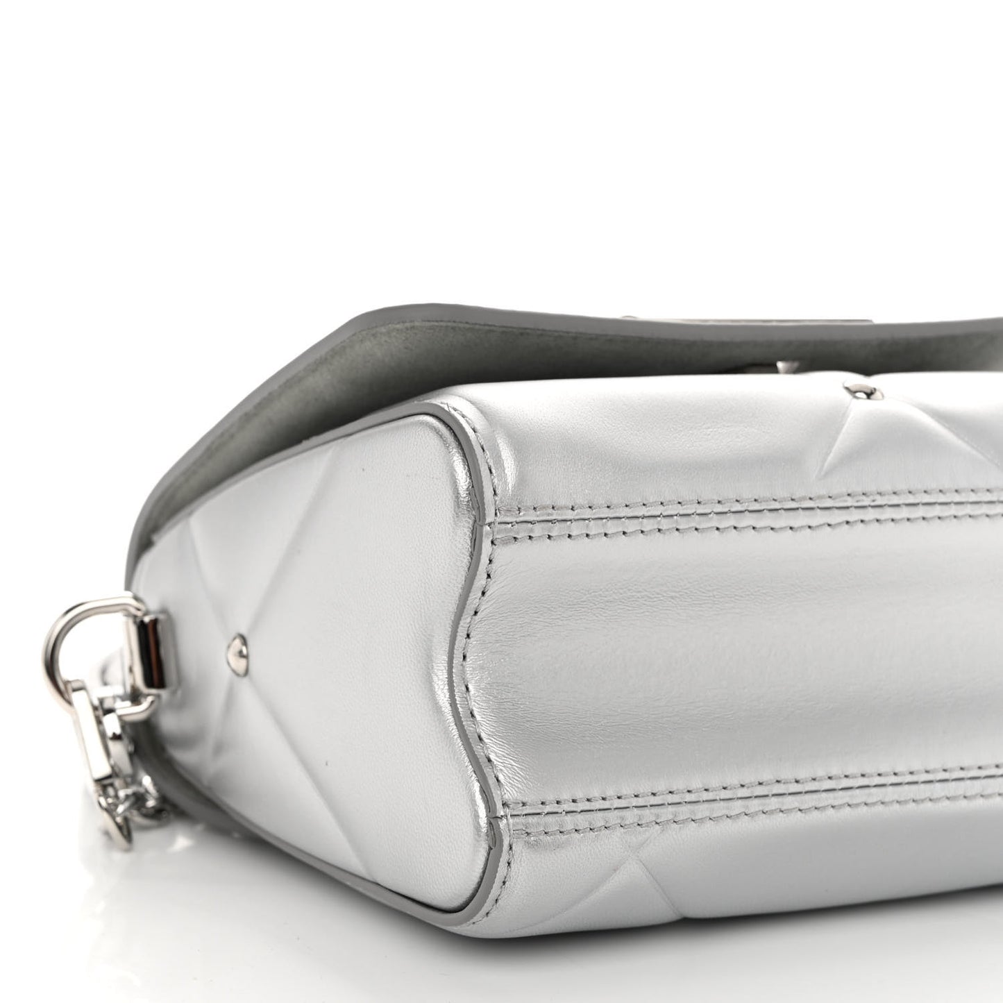Metallic Calfskin Pillow Twist Shoulder Bag PM Silver