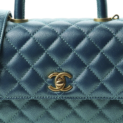 Chanel Metallic Caviar Quilted Mini Coco Handle Flap Blue 10 of 10