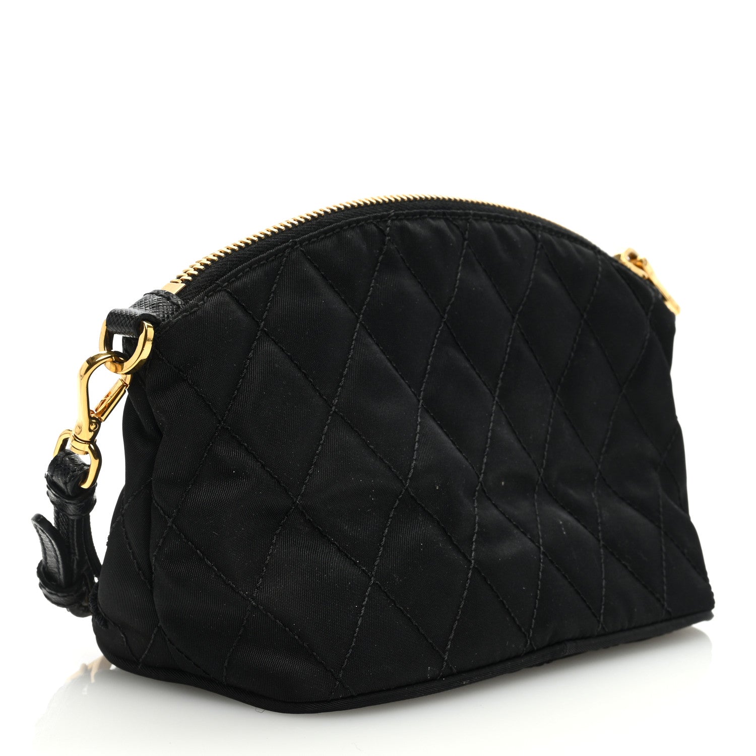 Prada Tessuto Nylon Embroidered Wristlet Clutch Black 3 of 6