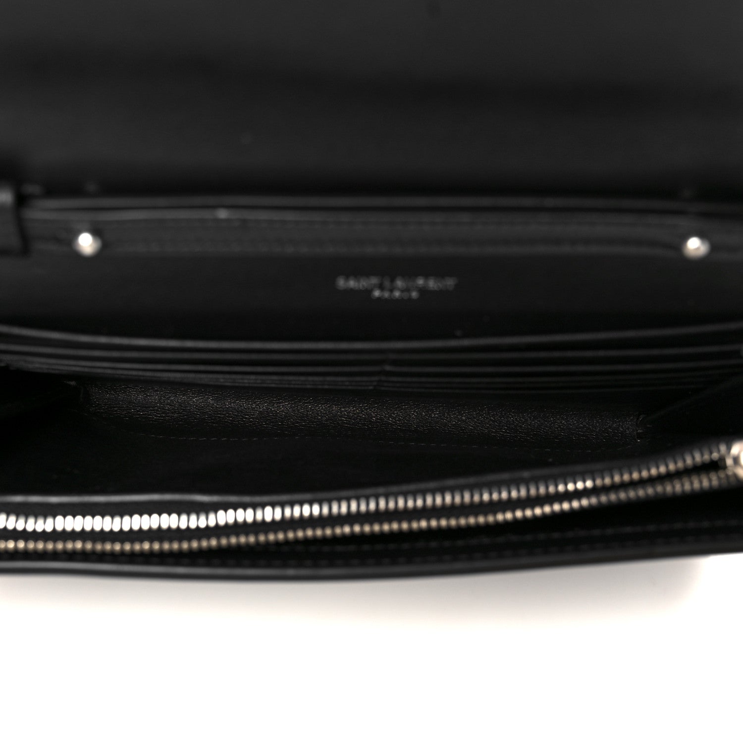 Saint Laurent Glazed Calfskin Cassandre Wallet On Chain WOC Black 5 of 9