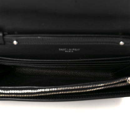 Saint Laurent Glazed Calfskin Cassandre Wallet On Chain WOC Black 5 of 9