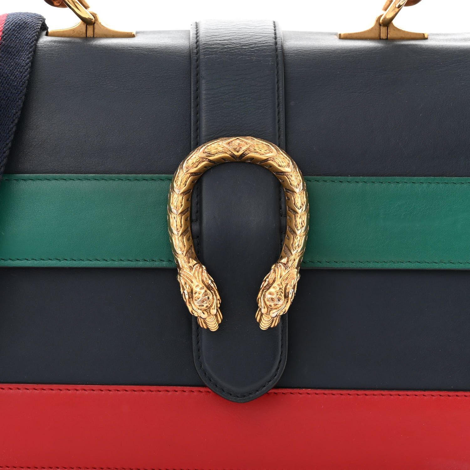 Gucci Moon Calfskin Bamboo Web Medium Dionysus Top Handle Bag Blue Emerald Hibiscus Red 9 of 18