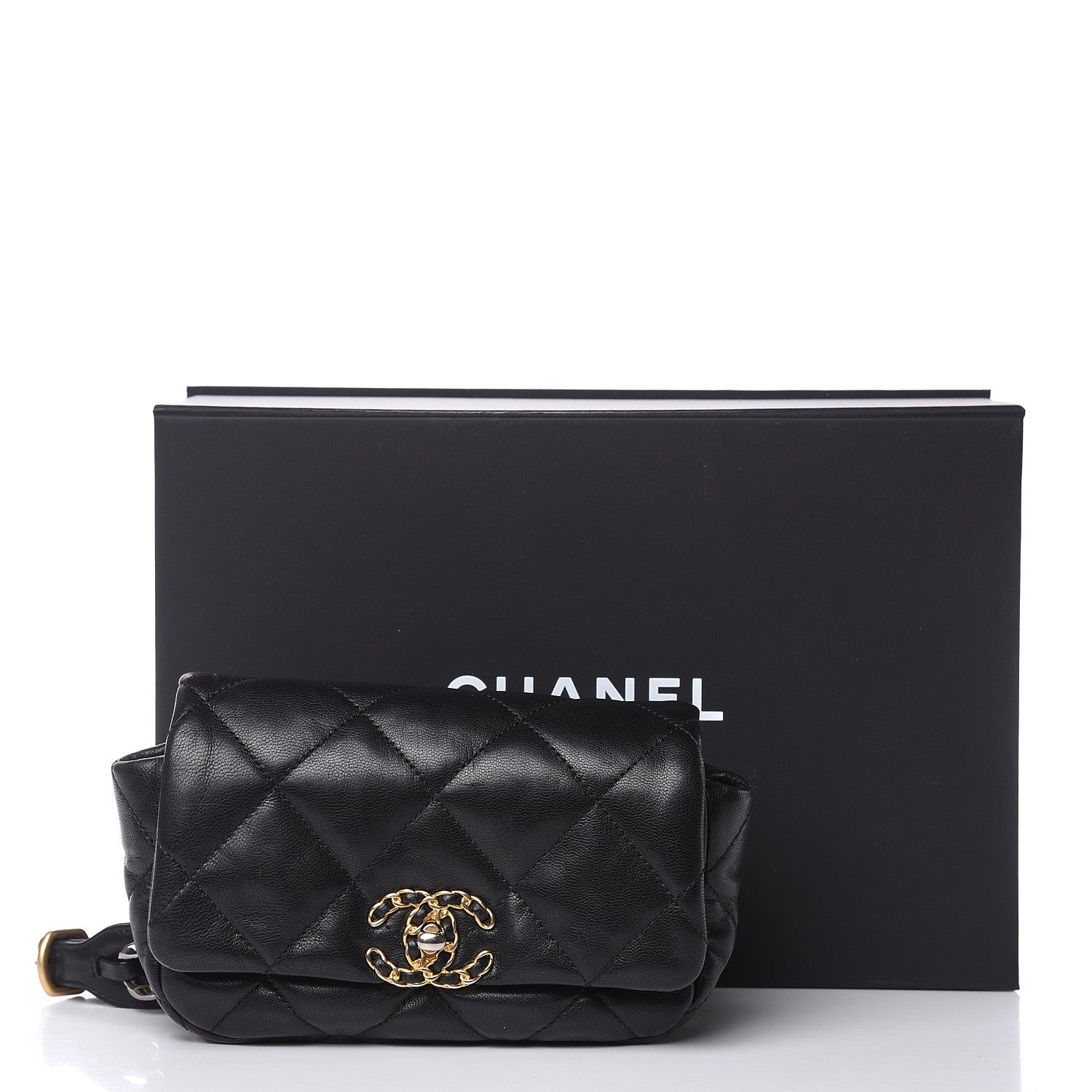 Chanel Lambskin Quilted Chanel 19 Waist Bag Black 12 of 12