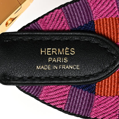 Hermes Toile Swift 50mm Maxi Quadrille Shoulder Strap Saphir Anemone Capucine Black 3 of 4