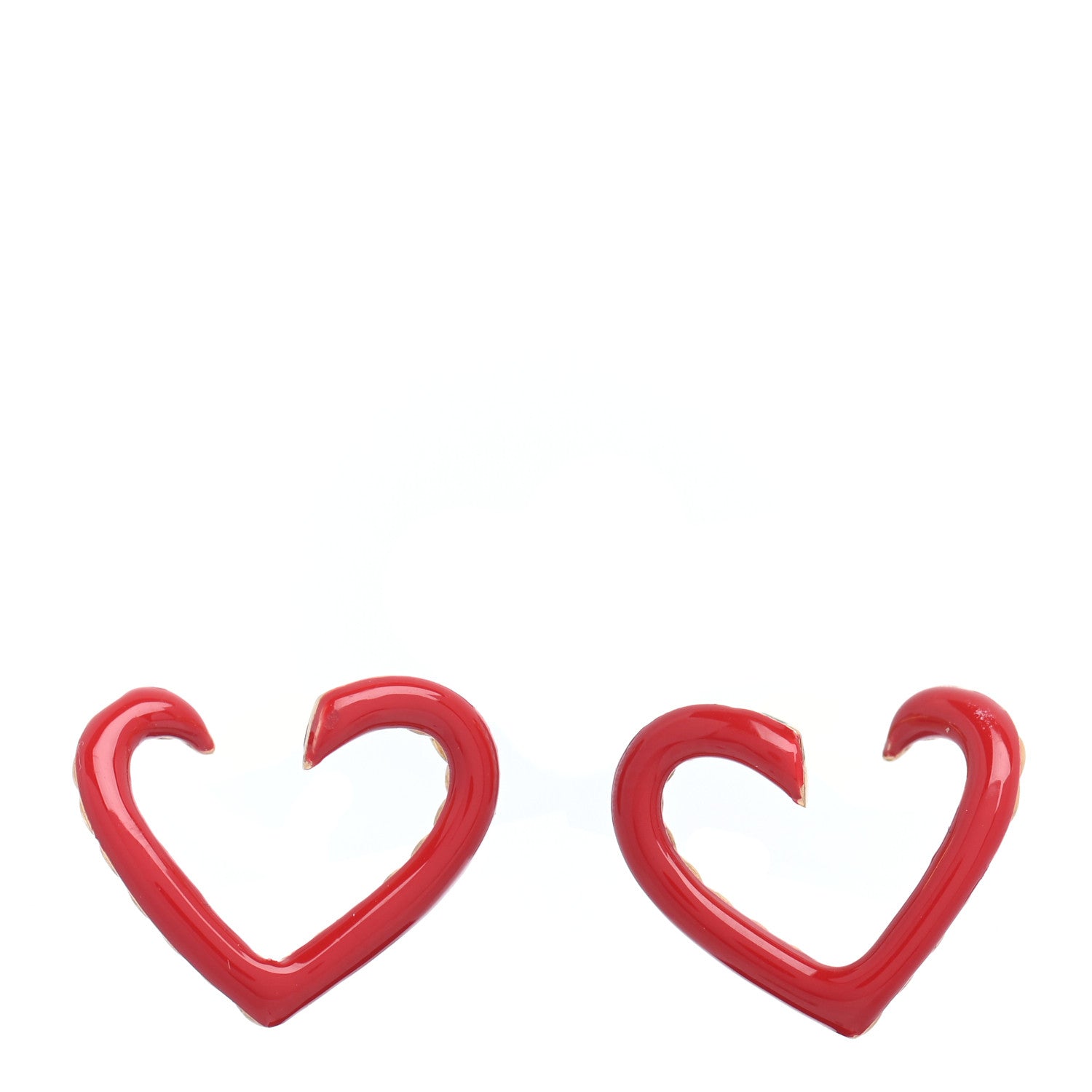David Yurman 18K Yellow Gold Enamel Cable Heart Earrings Red 1 of 4
