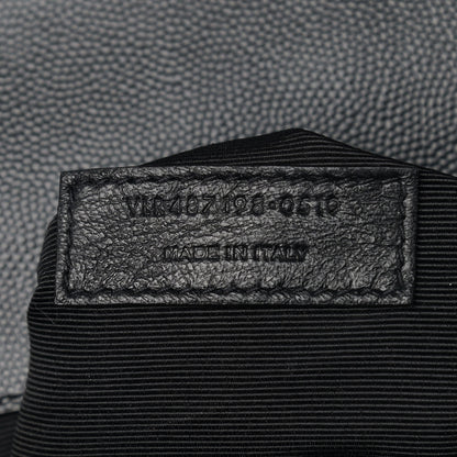 Saint Laurent Grain De Poudre Textured Mixed Matelasse Large Triquilt Monogram Monochrome Satchel Black 12 of 15
