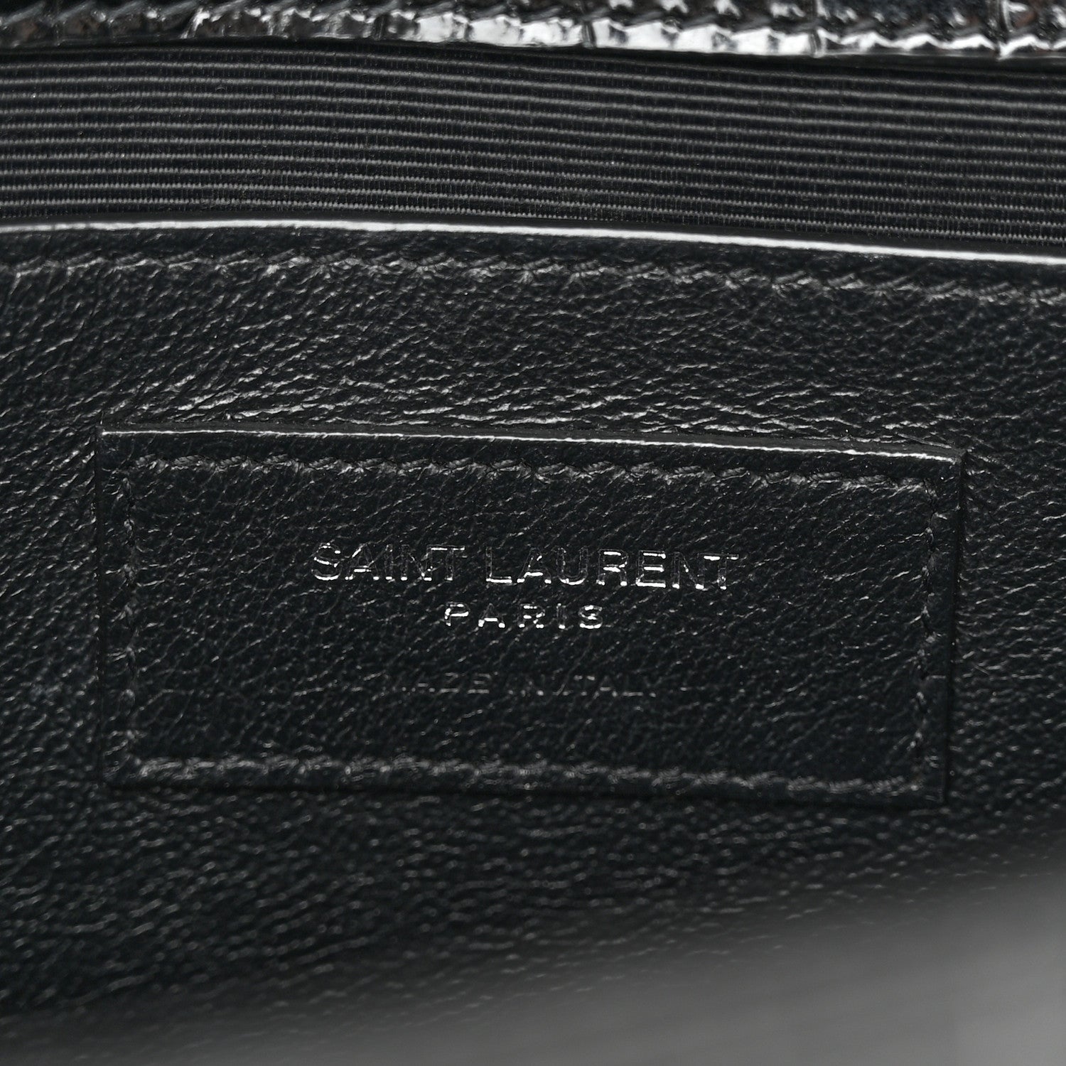 Saint Laurent Calfskin Crocodile Embossed Medium Classic Monogram Kate Tassel Satchel Black 6 of 11