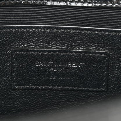 Saint Laurent Calfskin Crocodile Embossed Medium Classic Monogram Kate Tassel Satchel Black 6 of 11