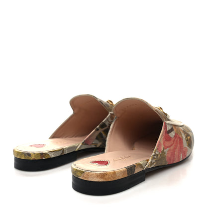 Gucci GG Supreme Monogram Malaga Kid Water Flora Womens Princetown Slippers 39 Beige White Multicolor Mystic White 4 of 9
