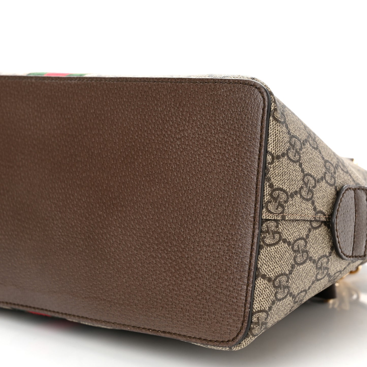 GG Supreme Monogram Web Medium Ophidia Top Handle Dome Bag Brown