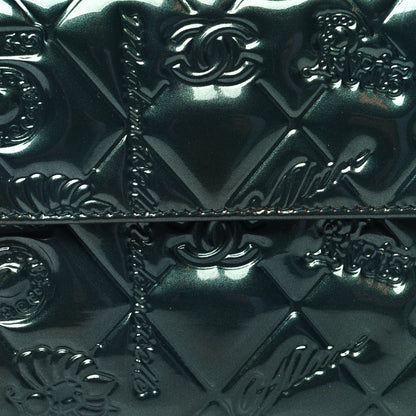 Chanel Patent Calfskin Lucky Symbols Compact French Flap Wallet Green 8 of 9