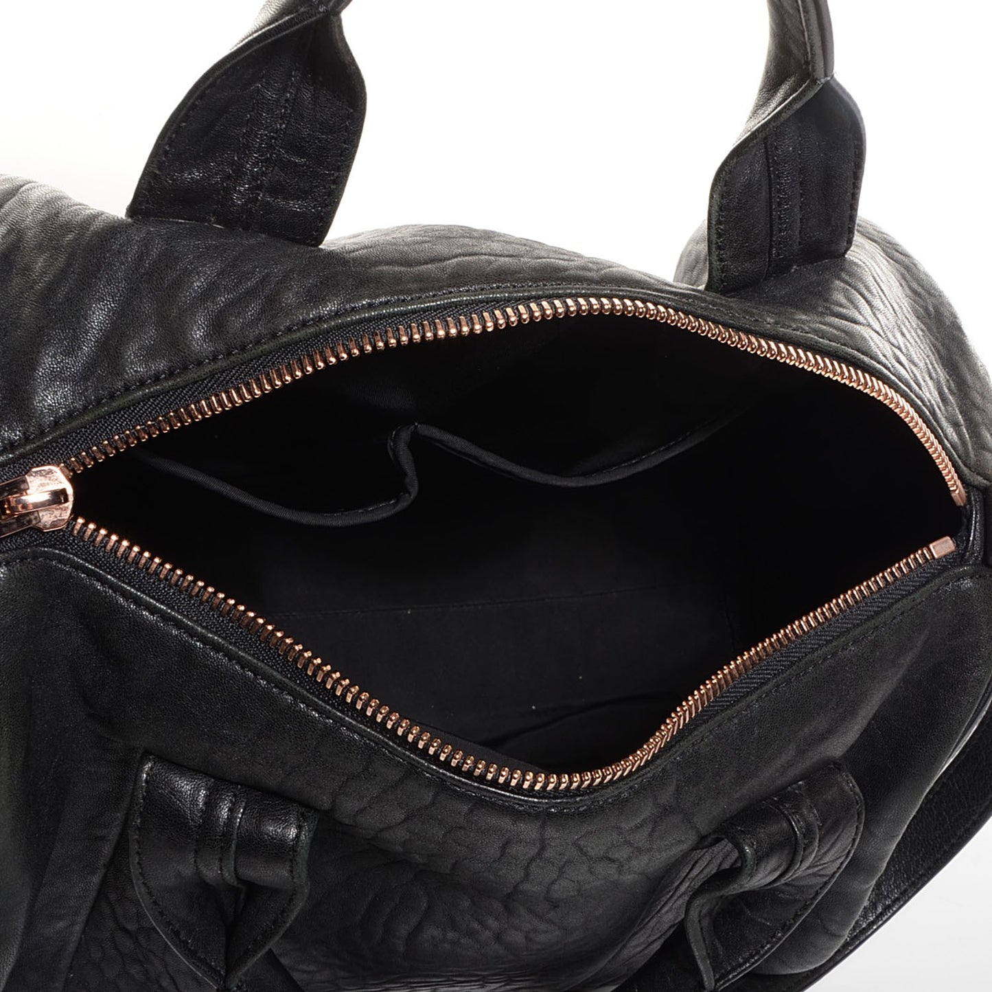 Pebbled Lambskin Rocco Black Rose Gold Hardware