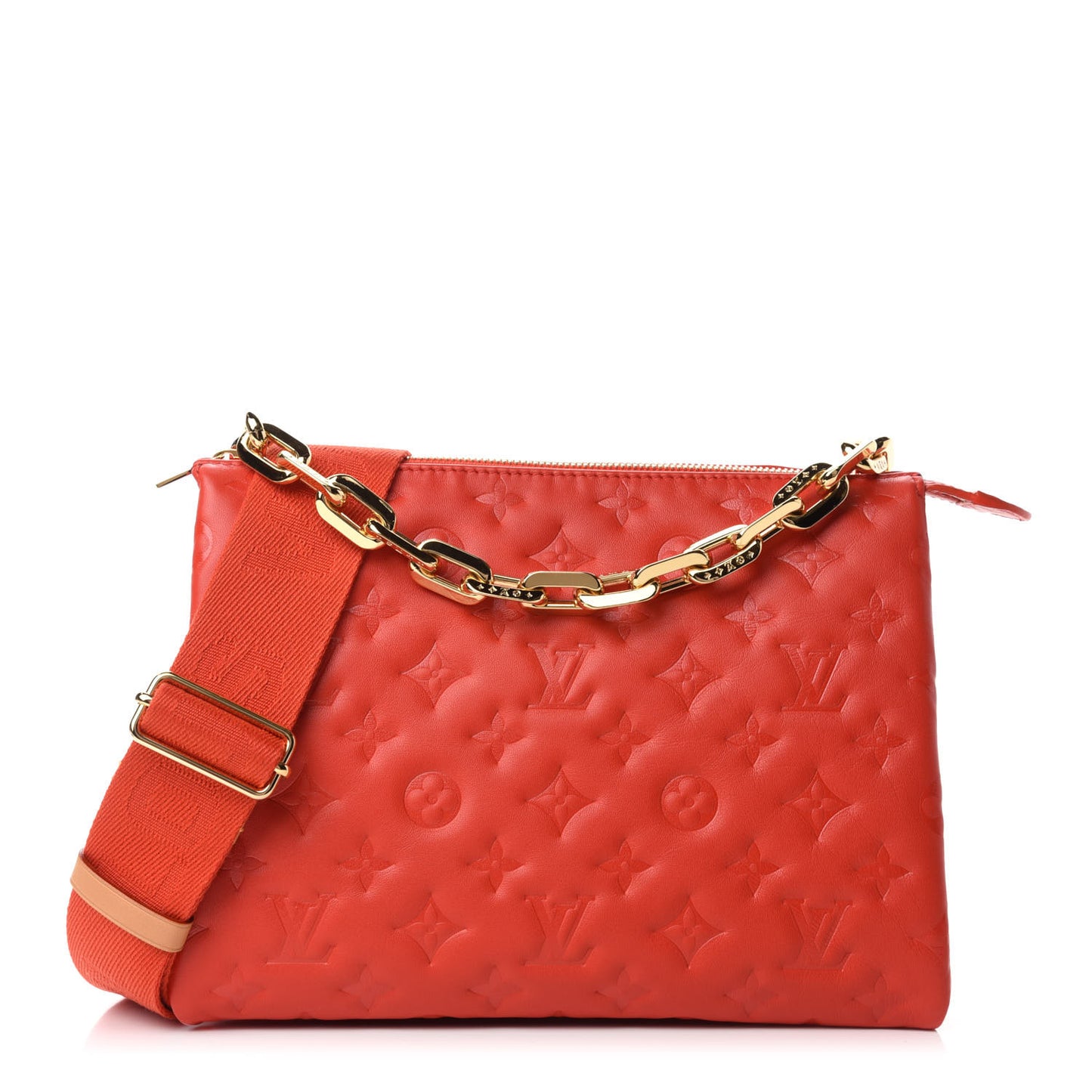 Lambskin Embossed Monogram Coussin PM Red