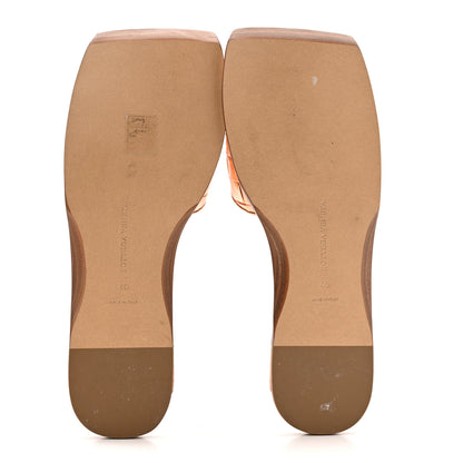 Bottega Veneta Laminated Nappa Intrecciato Squared Toe Flat Sandals 40 Gold Peach 6 of 10