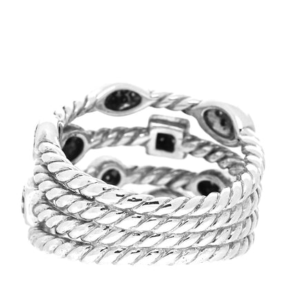 David Yurman Sterling Silver Diamond Confetti 4 Row Ring 52 6 3 of 5
