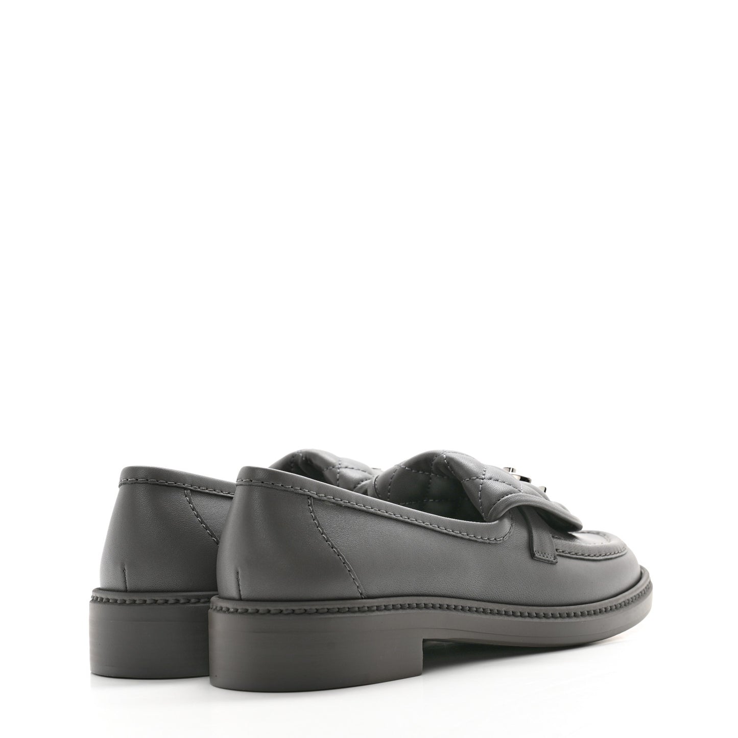 Lambskin Quilted CC Turnlock Loafers 38 Grey