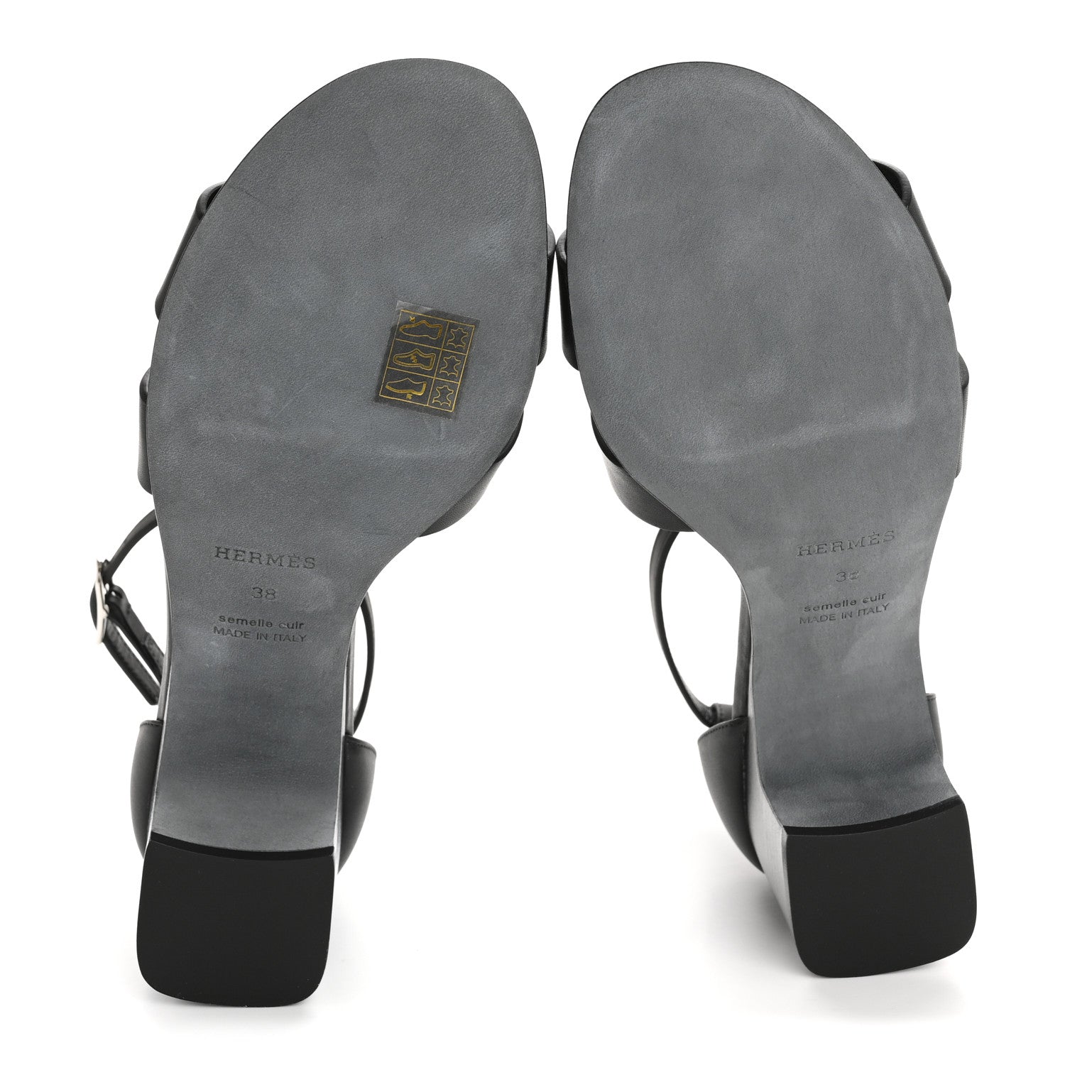 Hermes Calfskin Encens 50 Sandals 38 Black 6 of 11