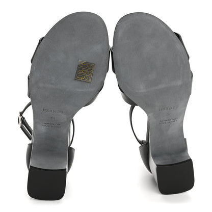 Hermes Calfskin Encens 50 Sandals 38 Black 6 of 11