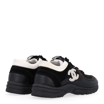 Chanel Mesh Suede Grained Calfskin Womens CC Sneakers 36 Black White 5 of 11