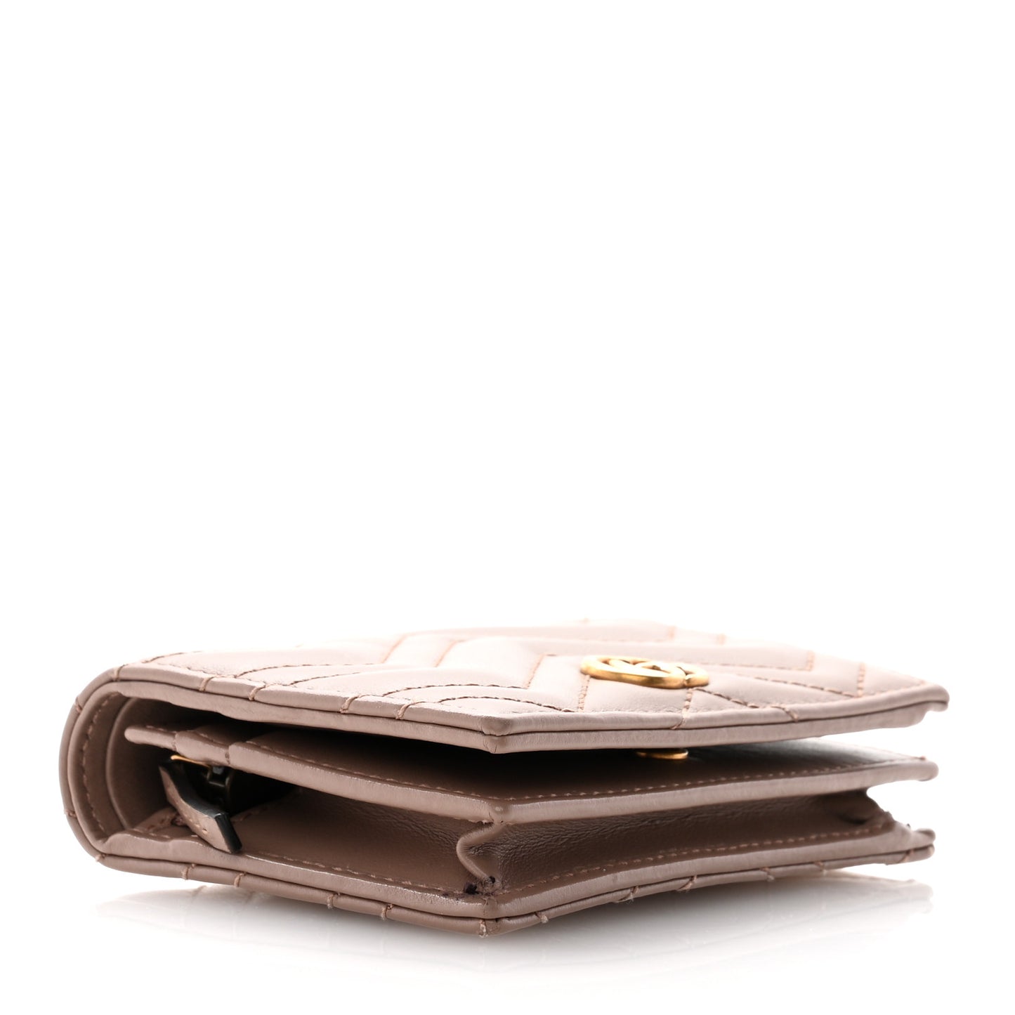Calfskin Matelasse GG Marmont Card Case Wallet Porcelain Rose
