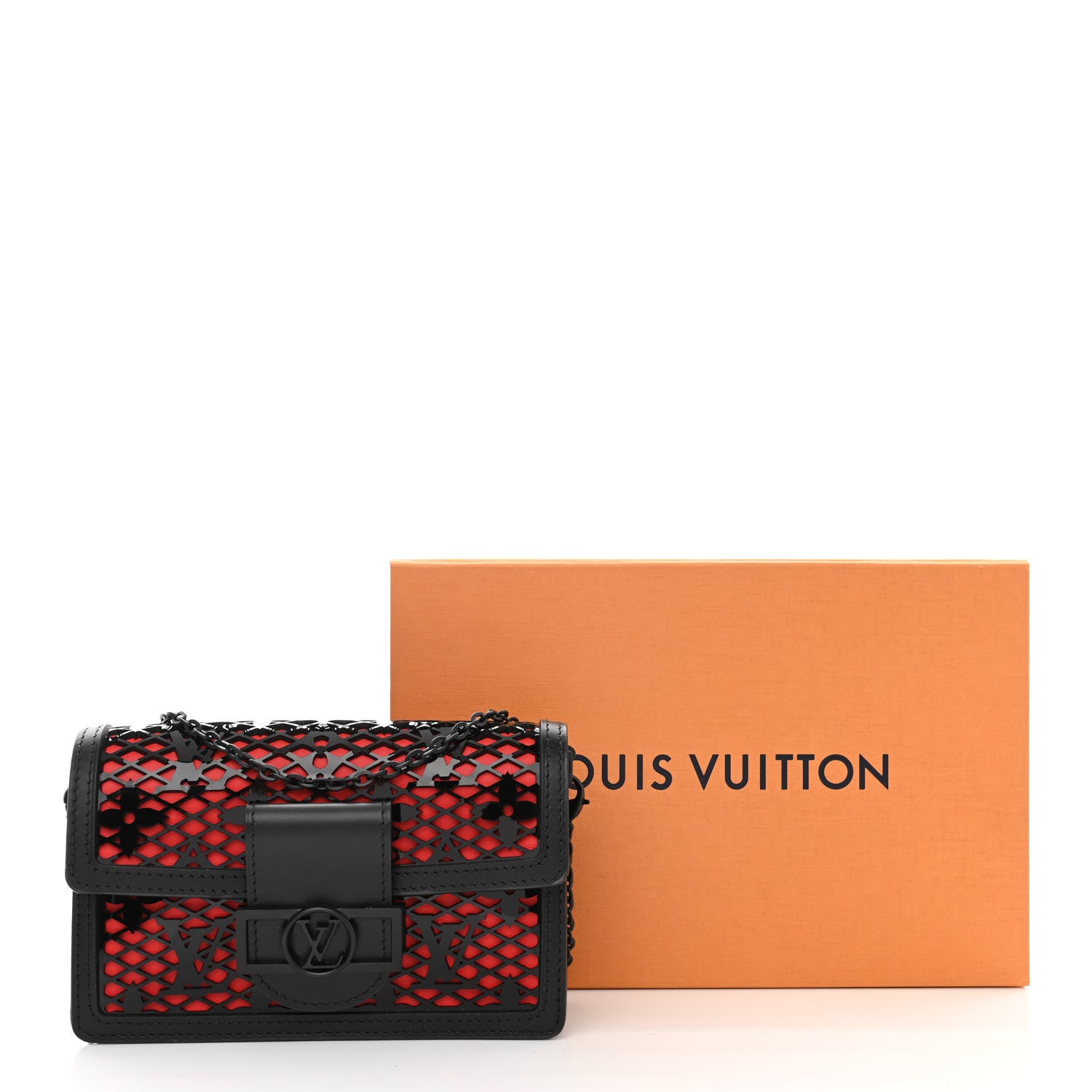 Louis Vuitton Patent Calfskin Laced Monogram Dauphine Chain Wallet Black 10 of 10