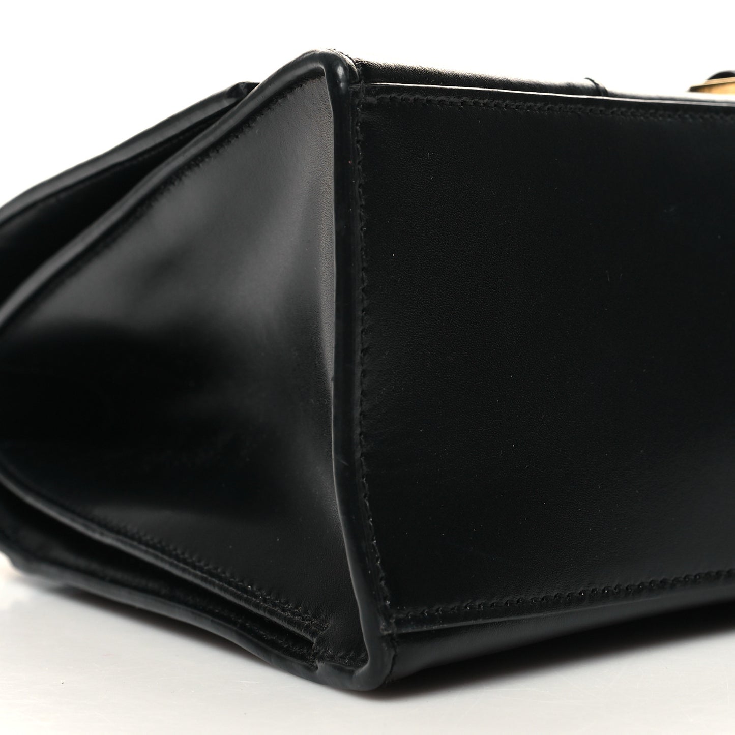 Shiny Box Calfskin Medium Hourglass Top Handle Bag Black