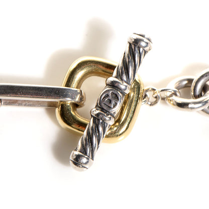 David Yurman Sterling Silver 18K Gold Figaro Chain Necklace 3 of 5