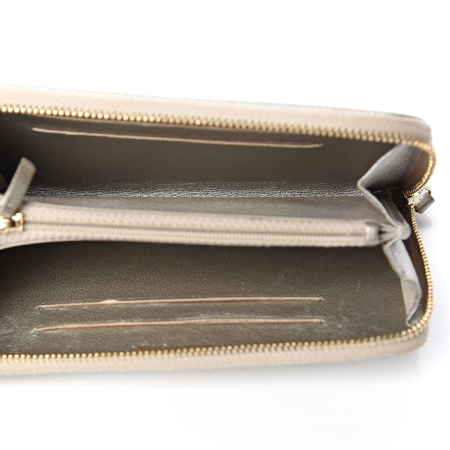 Metallic Sheepskin Quilted Mademoiselle Vintage Zip Around Wallet Light Gold