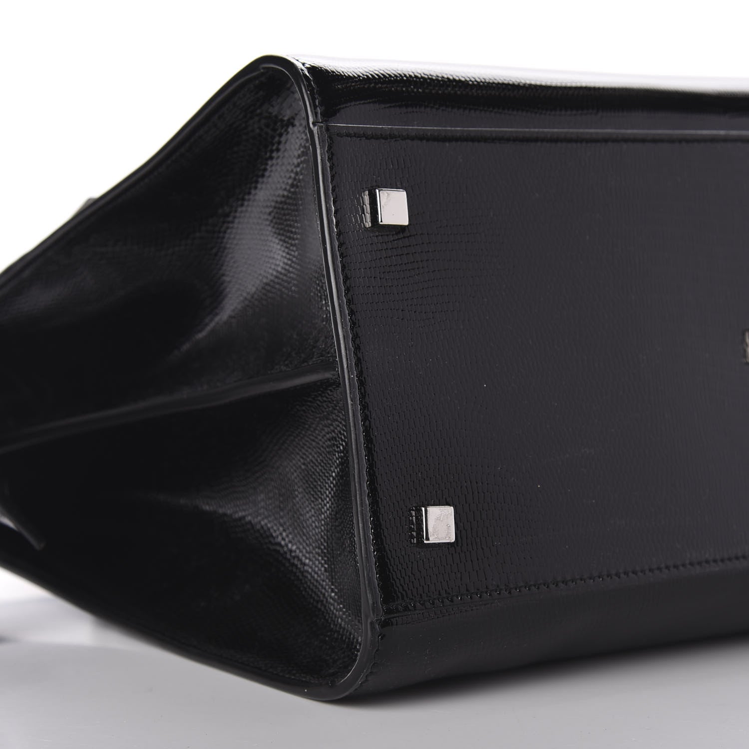Saint Laurent Shiny Calfskin Lizard Embossed Large Uptown Tote Black 6 of 8