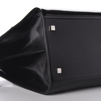 Saint Laurent Shiny Calfskin Lizard Embossed Large Uptown Tote Black 6 of 8