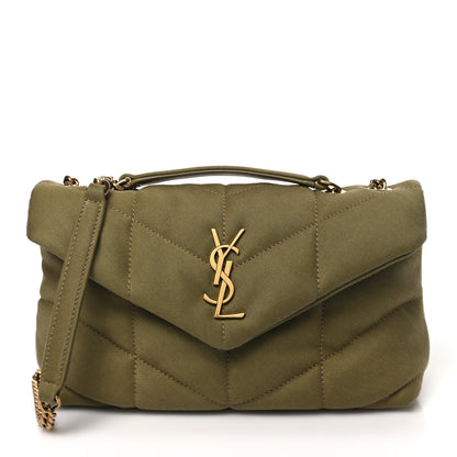 Saint Laurent Canvas Quilted Toy Loulou Puffer Monogram Chain Satchel Fir Green 1 of 10