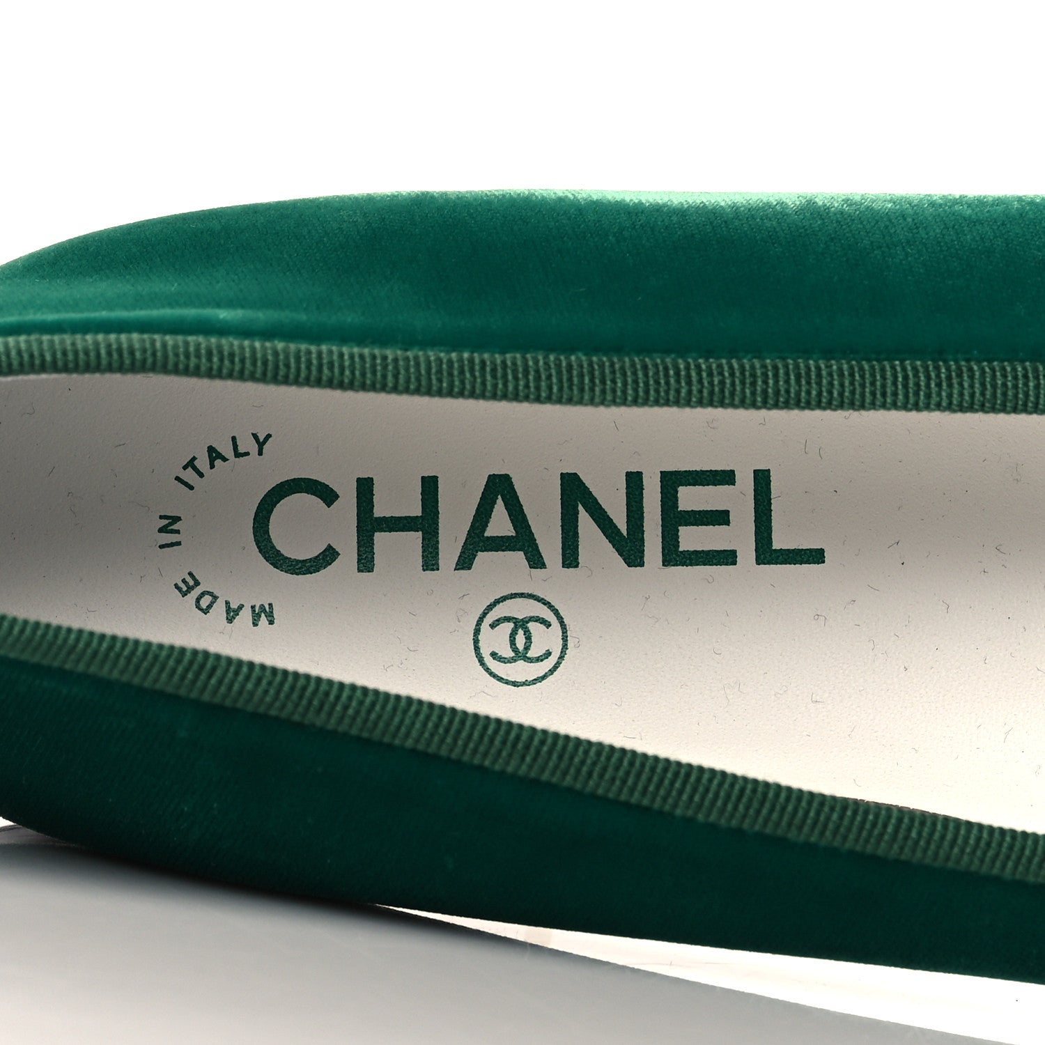 Chanel Velvet Cap Toe Ballerina Flats 38.5 Green Black 8 of 9