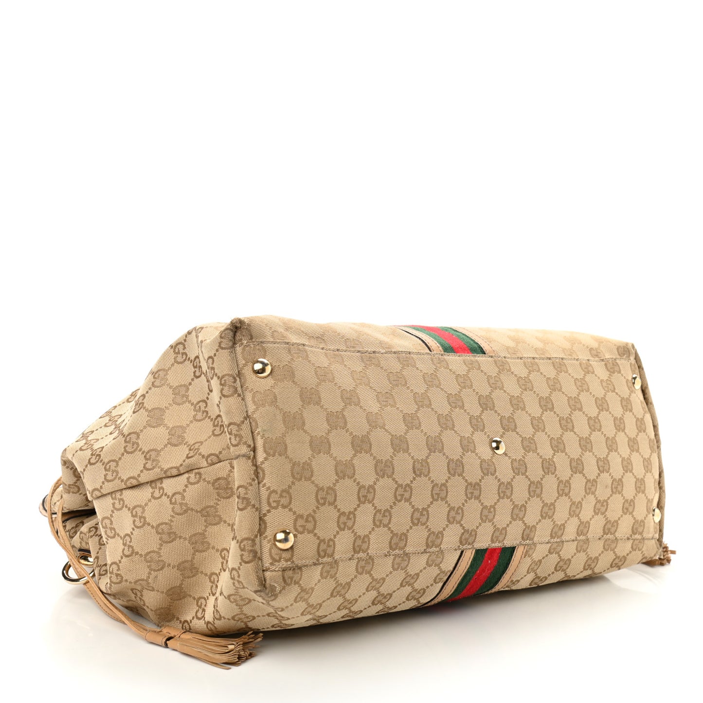 Monogram Web Large Tassel Tote Beige