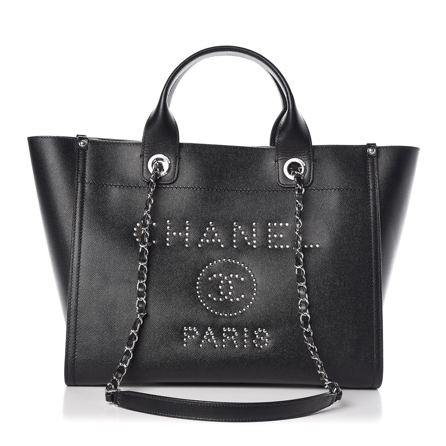 Caviar Small Studded Deauville Tote Black