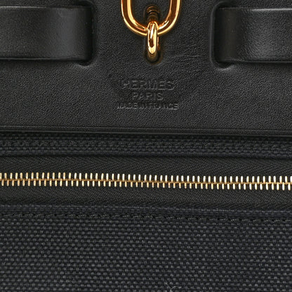 Hermes Military Toile Vache Hunter Herbag Zip Retourne 31 PM Bleu Marine Black 6 of 9